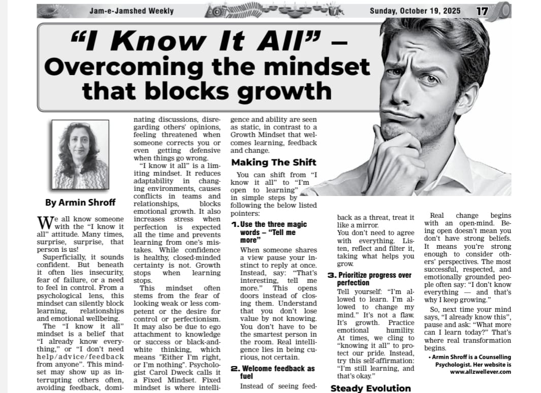 Know it all mindset